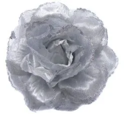 Haarbloem Roos Zilver | Elastiek