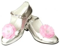 Prinsessen Schoenen Zilver Bloem + Gratis Kadootje
