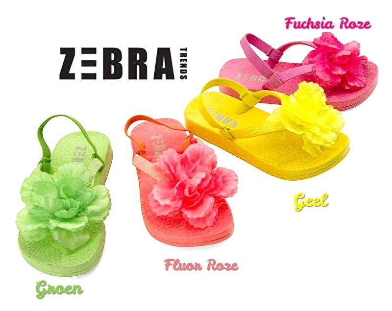 Zebra Trends Slippers Bloem Fluor Groen - SALE - Afbeelding 2